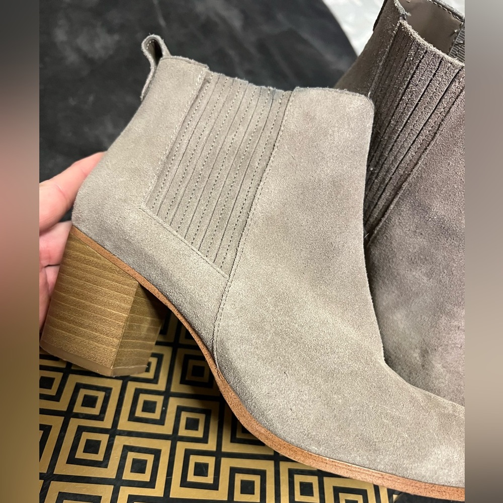INC, size 8, taupe, heeled boot, gently used, no box